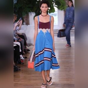 Valentino Blue and Burgundy Midi Skirt